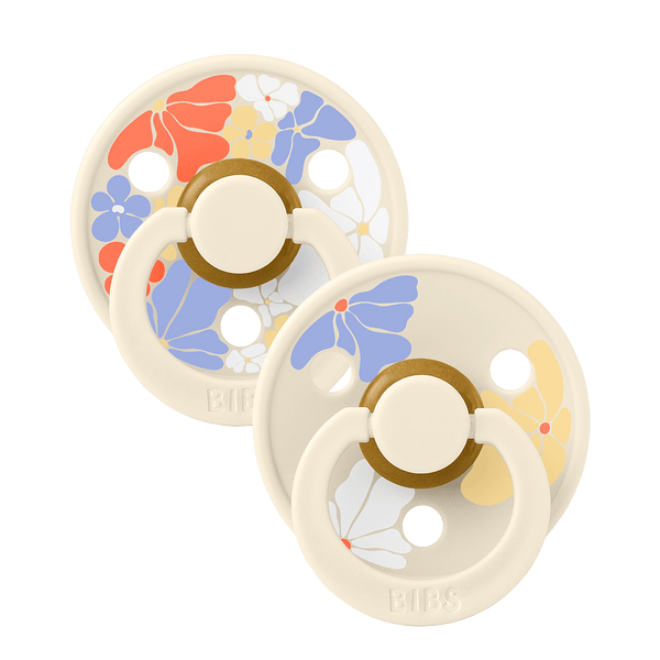 Bibs Pacifier Studio Colour 2 Pack Morning Bloom Latex Ivory Mix