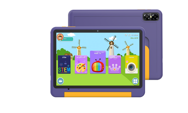 Children's Educational Tablet Android 15, 10 inch screen 64GB Purple/ Blue