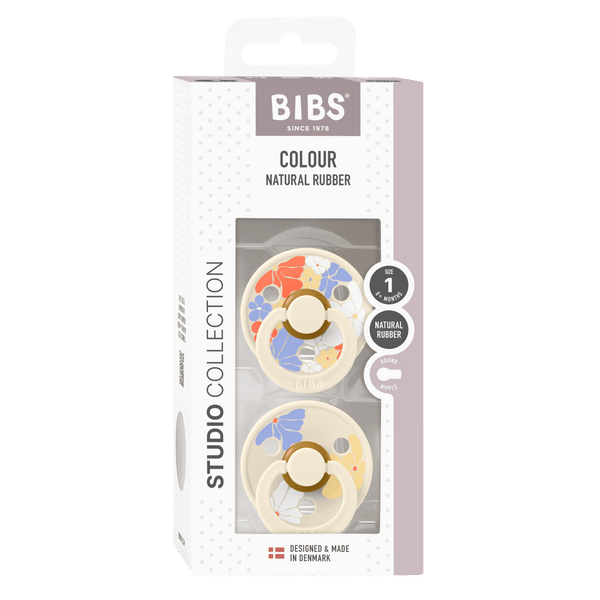 Bibs Pacifier Studio Colour 2 Pack Morning Bloom Latex Ivory Mix