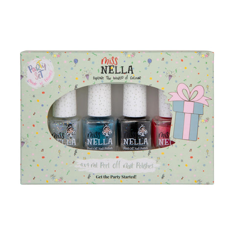 Miss Nella Pack of 4 Peel Off Nail Polishes, Party Collection