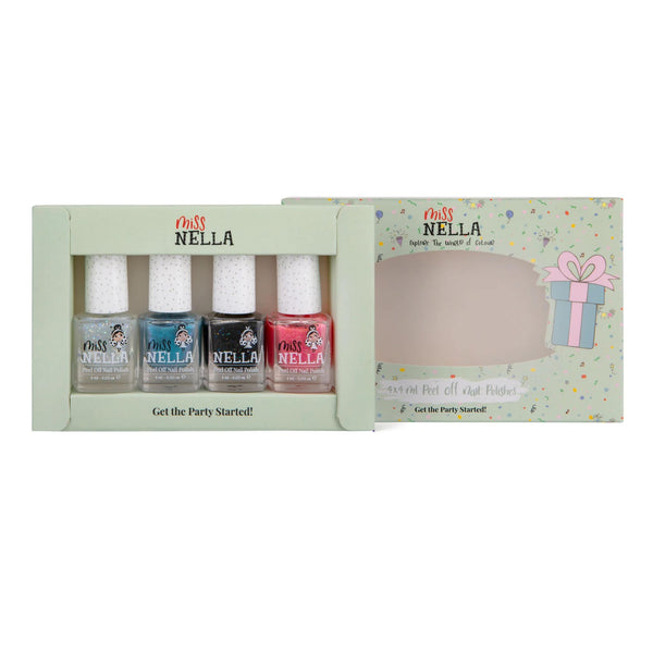 Miss Nella Pack of 4 Peel Off Nail Polishes, Party Collection