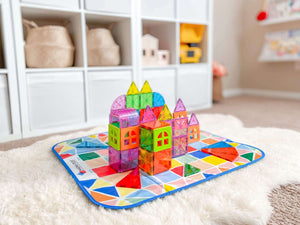 Magna-Tiles BUNDLE – Classic 100-Piece Set and Storage Bin & Interactive Play Mat