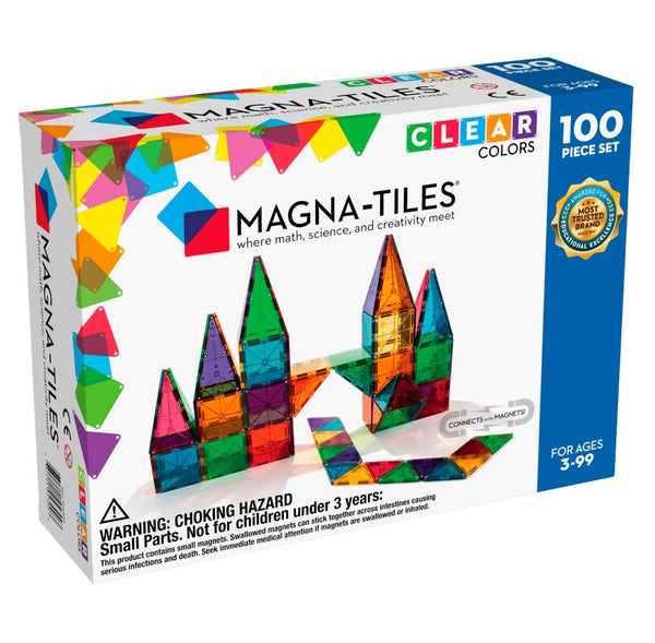 Magna-Tiles BUNDLE – Classic 100-Piece Set and Storage Bin & Interactive Play Mat