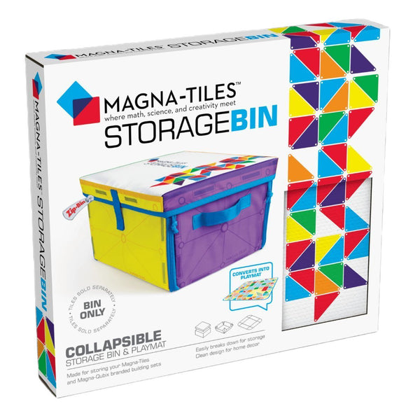 Magna-Tiles BUNDLE – Classic 100-Piece Set and Storage Bin & Interactive Play Mat