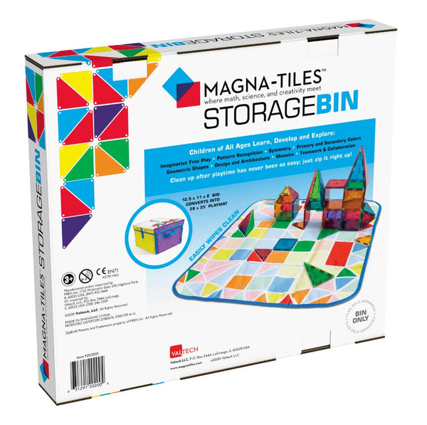 Magna-Tiles BUNDLE – Classic 100-Piece Set and Storage Bin & Interactive Play Mat