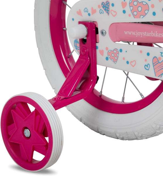 JOYSTAR Pink/White Angel Girls Bike for Toddlers and Kids Ages 2-9 Years Old, 14 16 Inch Kids Bike with Training Wheels & Basket