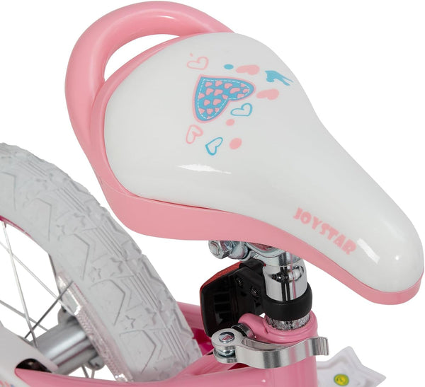 JOYSTAR Pink/White Angel Girls Bike for Toddlers and Kids Ages 2-9 Years Old, 14 16 Inch Kids Bike with Training Wheels & Basket