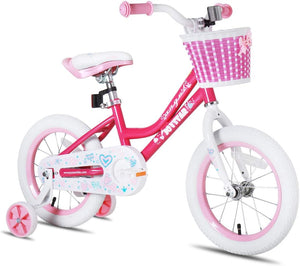 JOYSTAR Pink Angel Girls Bike for Toddlers and Kids Ages 2-9 Years Old 14 16 18 Inch Kids Bike with Training Wheels & Basket