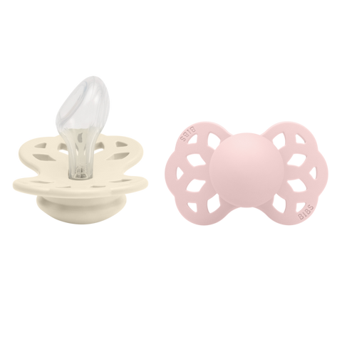 BIBS Pacifier Infinity 2 PACK Anatomical Silicone Size 2 Ivory/Blossom