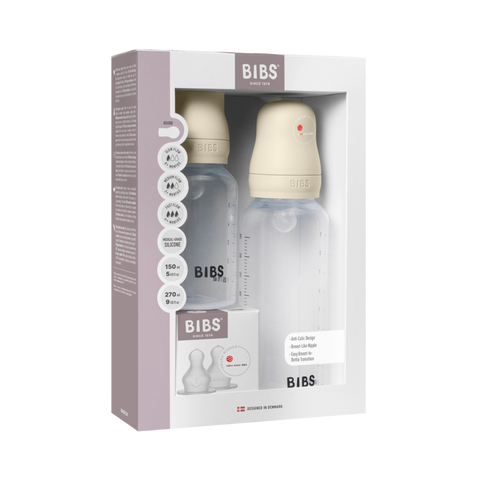 Bibs Grow and Flow Baby Bottle Round Silicone Set 150ml/270ml Ivory