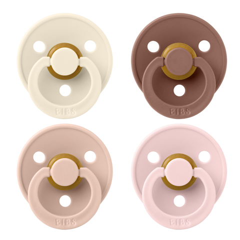 BIBS Pacifier Colour 4 PACK Latex Size 2 Ivory/Blush/Woodchuck/Blossom