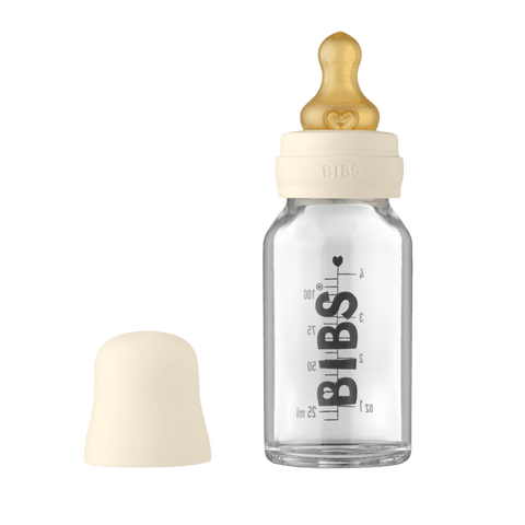 Bibs Baby Glass Bottle Complete Set Latex 110ml Ivory