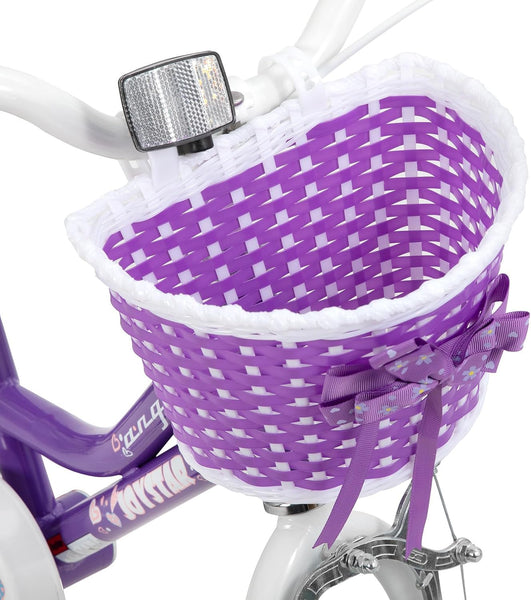 JOYSTAR Purple Angel Girls Bike for Toddlers and Kids Ages 2-9 Years Old, 14 16 Inch Kids Bike with Training Wheels & Basket