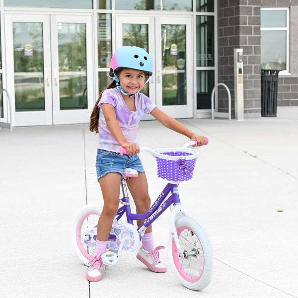 JOYSTAR Purple Angel Girls Bike for Toddlers and Kids Ages 2-9 Years Old, 14 16 Inch Kids Bike with Training Wheels & Basket