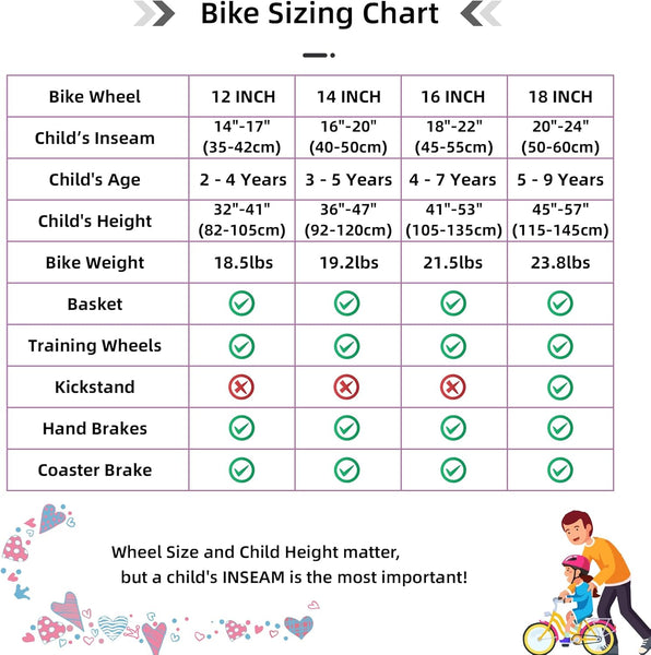 JOYSTAR Purple Angel Girls Bike for Toddlers and Kids Ages 2-9 Years Old, 14 16 Inch Kids Bike with Training Wheels & Basket