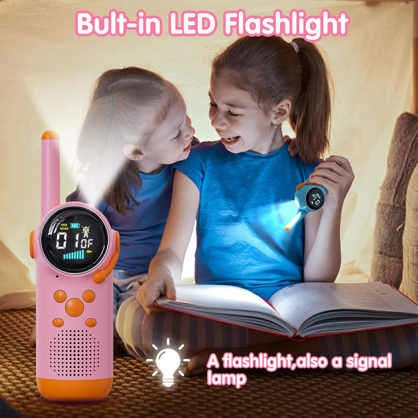 Rechargeable Walkie Talkie for Kids with LCD Screen, Vox Function and Flashlight-by PIRA