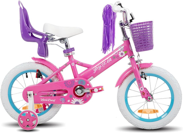 JOYSTAR Little Daisy 12/14/16 Inch Children's Bicycle for 2-7 Years Girls Toddler Bicycle with Stabilisers Princess Children's Bicycle with Basket Bicycle Streamers Toddler Bicycle