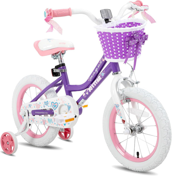 JOYSTAR Purple Angel Girls Bike for Toddlers and Kids Ages 2-9 Years Old, 14 16 Inch Kids Bike with Training Wheels & Basket