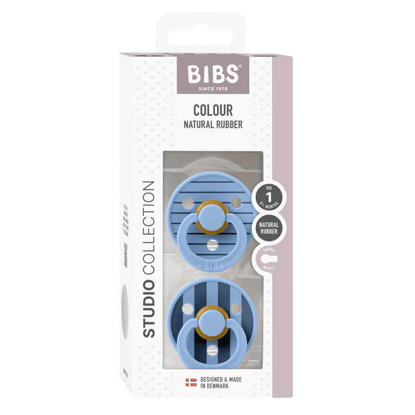 Bibs Pacifier Studio Colour 2 Pack Pin Latex Sky Blue Mix