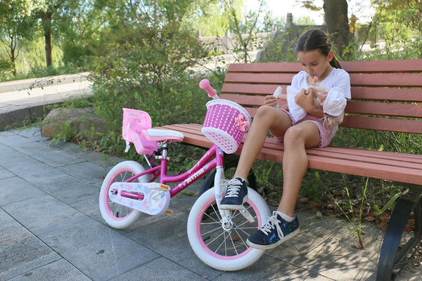 JOYSTAR Pink Angel Girls Bike for Toddlers and Kids Ages 2-9 Years Old 14 16 18 Inch Kids Bike with Training Wheels & Basket