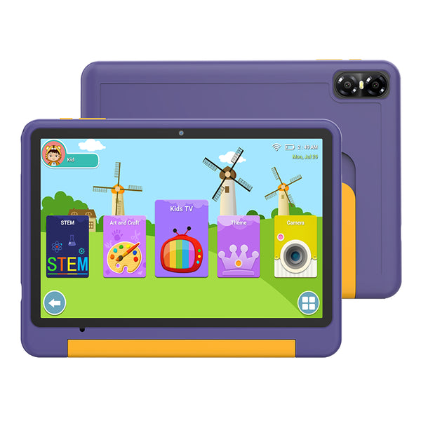 Children's Educational Tablet Android 15, 10 inch screen 64GB Purple/ Blue