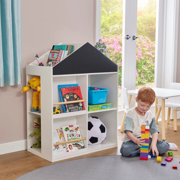 Liberty House Kids White Blackboard Bookcase and Storage Cabinet-Free set of Chalks