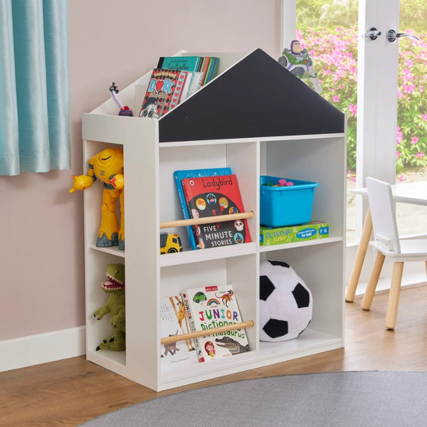 Liberty House Kids White Blackboard Bookcase and Storage Cabinet-Free set of Chalks