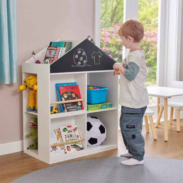 Liberty House Kids White Blackboard Bookcase and Storage Cabinet-Free set of Chalks