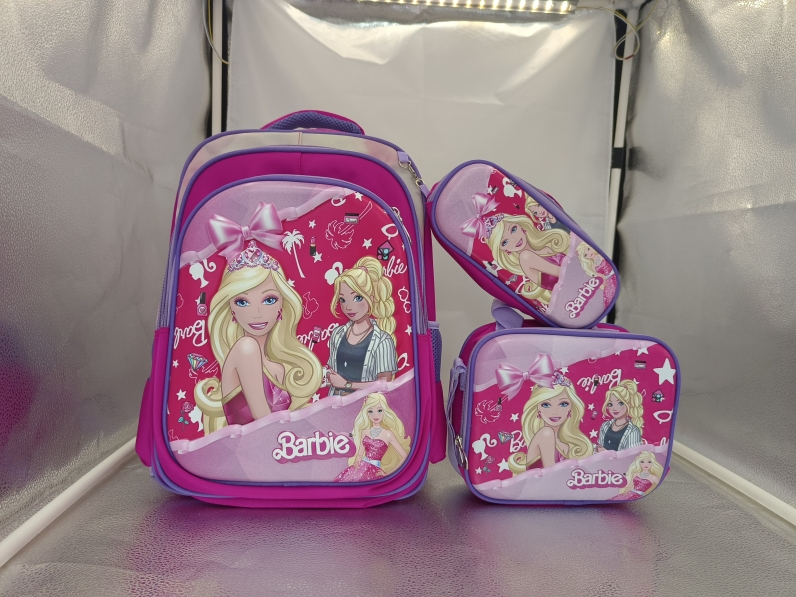 3 Piece Set Schoolbag 42cm Schoolbag- Lunch Bag & Pencil Case- Barbie