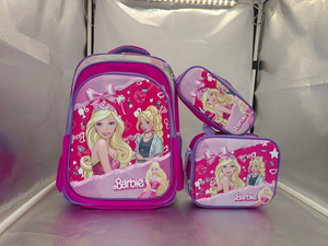 3 Piece Set Schoolbag 42cm Schoolbag- Lunch Bag & Pencil Case- Barbie