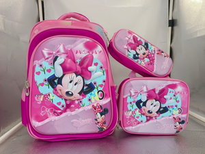 3 Piece Set Schoolbag 42cm Schoolbag- Lunch Bag & Pencil Case- Minnie Mouse