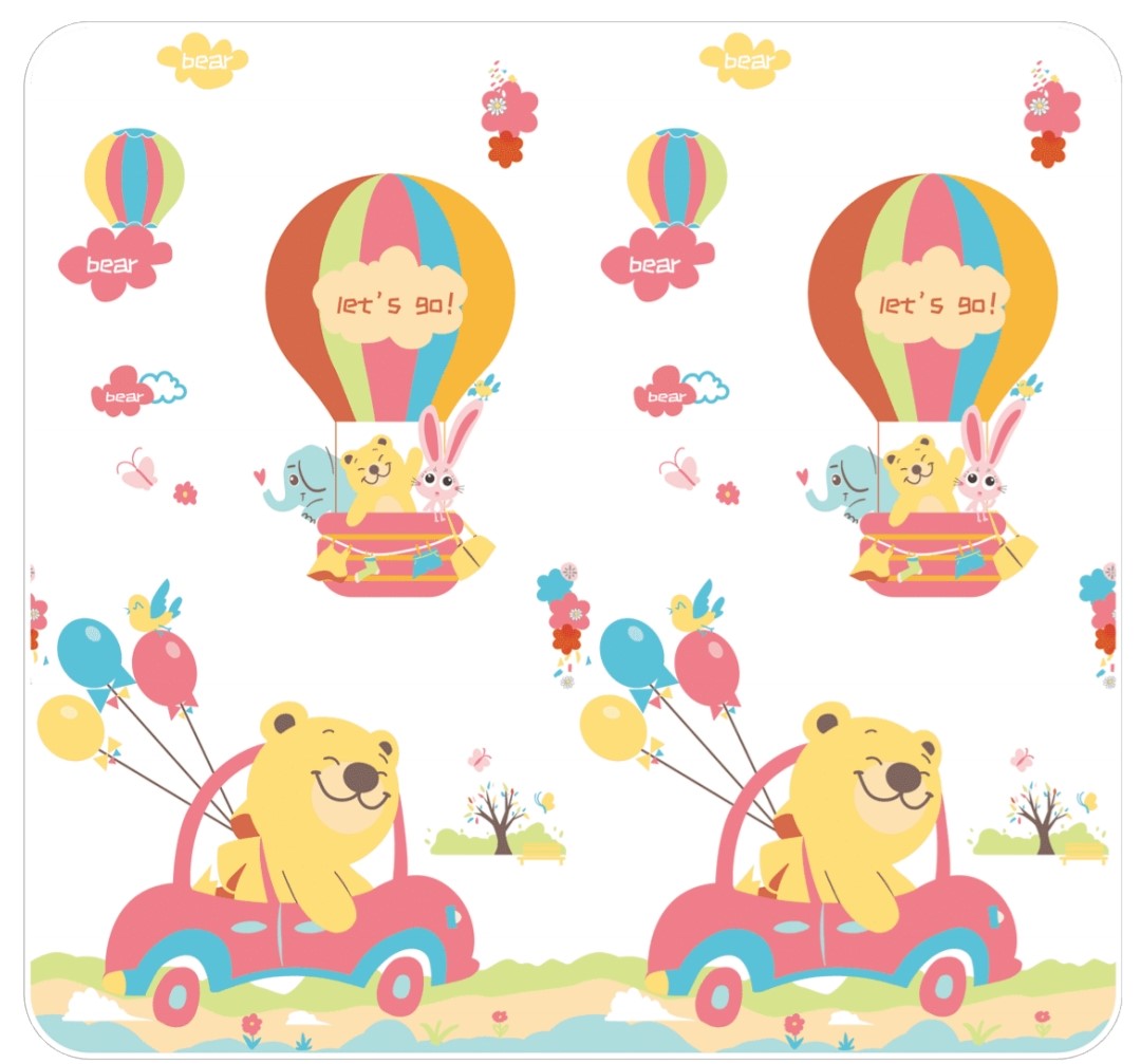 PIRA Foldable & Reversible Extra Large Play Mat- Balloons/ Animals 200x180cm- 15% OFF PRE ORDER