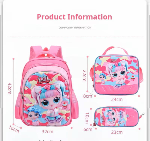 3 Piece Set Schoolbag 42cm Schoolbag- Lunch Bag & Pencil Case- Mickey