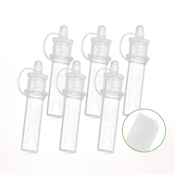 Haakaa Pre-Sterilised Silicone Colostrum Collector Set 4ml (6-Pack) + Cotton Cloth Wipe & Storage Case