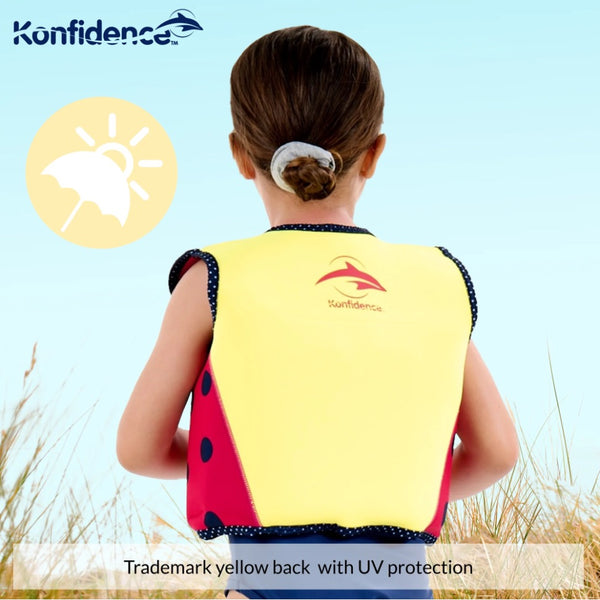 Konfidence Jacket – Original Konfidence Swim Jacket with Removable Support Strap, Ladybird Polka