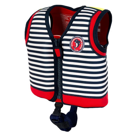 Konfidence Jacket – Original Konfidence Swim Jacket with Removable Support Strap, Navy Stripe Hamptons