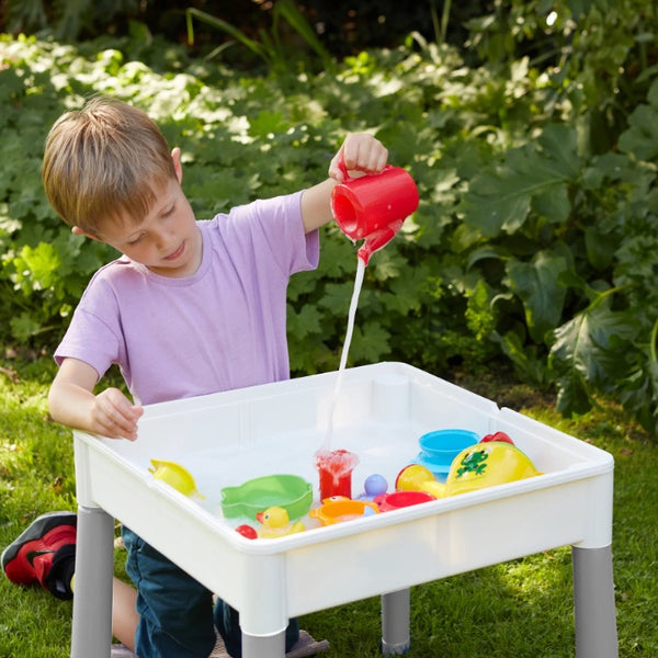 Liberty House 5 in 1 Multipurpose Activity Table & 2 Chairs Set, Grey/White- 2 FREE tubs of natural Playdough of Wonderdough+2 cutters