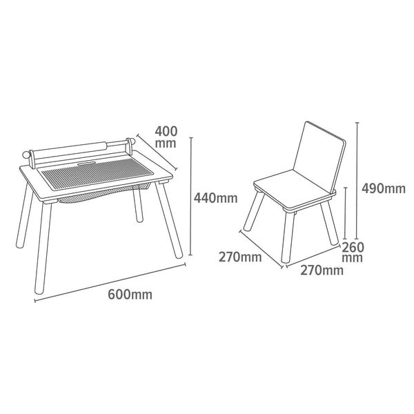 Liberty House White Wooden Writing Multipurpose Desk & Chair Set-2 FREE tubs of natural Playdough of Wonderdough and 2 stencils