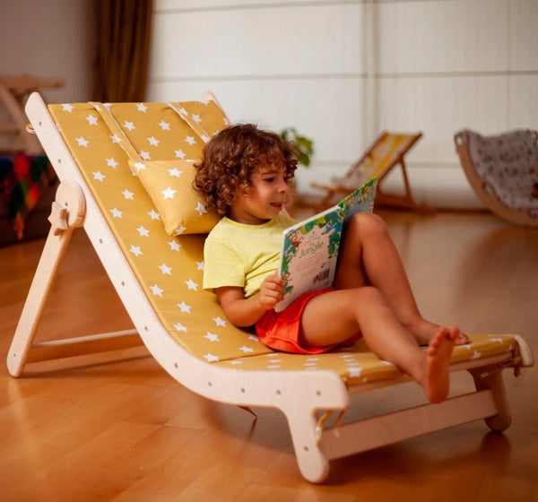 Adjustable lounge chair with comfy pad for kids