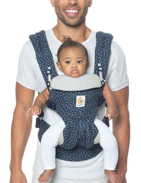 Second hand Ergobaby Omni 360 All-in-One Baby Carrier- Blue with white stars