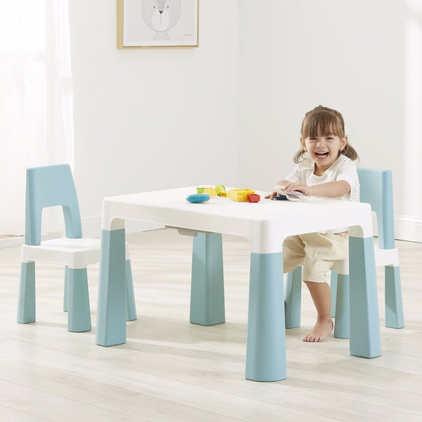 Liberty House Kids Height Adjustable Table & Chairs Set- FREE tubs of natural Playdough of Wonderdough& 2 cutters