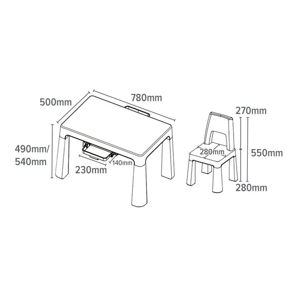 Liberty House Kids Height Adjustable Table & Chairs Set- FREE tubs of natural Playdough of Wonderdough& 2 cutters