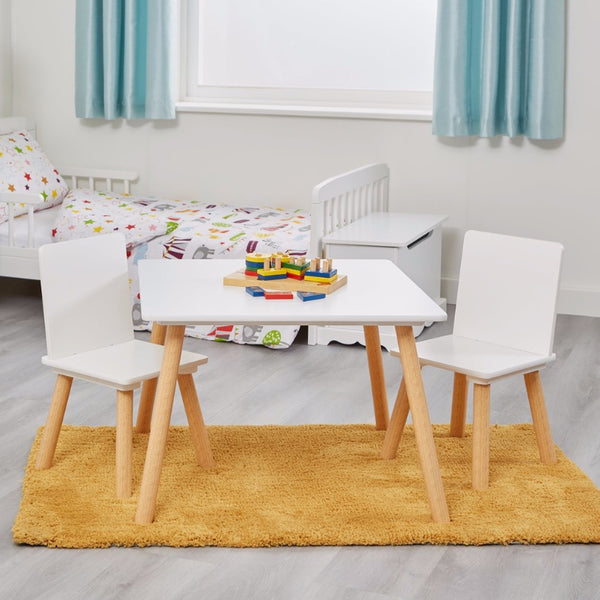 Liberty House Kids’ White and Pinewood Table and Chair Set